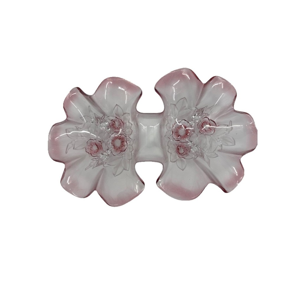Vintage Mikasa Walther-Glass Rosella Rose‎ Pink Glass Relish Tray.